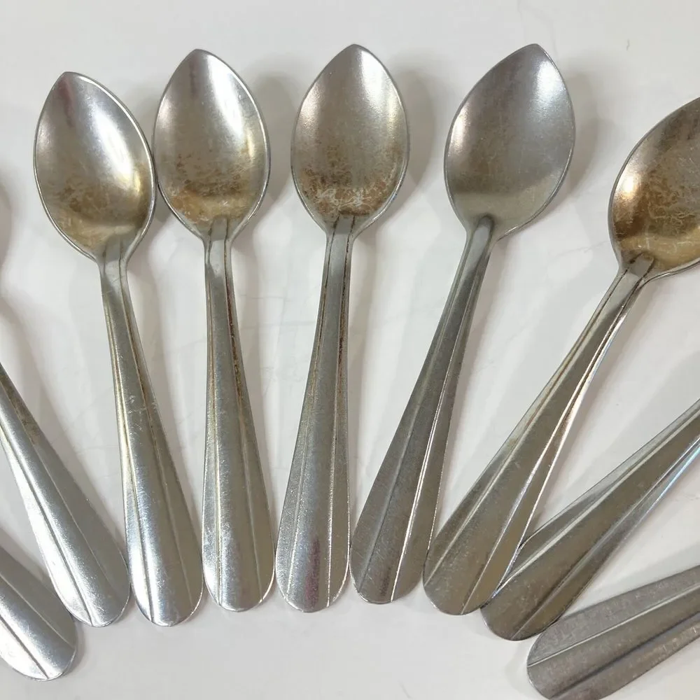 9 Vintage Hudson‎ Stainless Steel Silverware  Small Teaspoons Spoons Taiwan